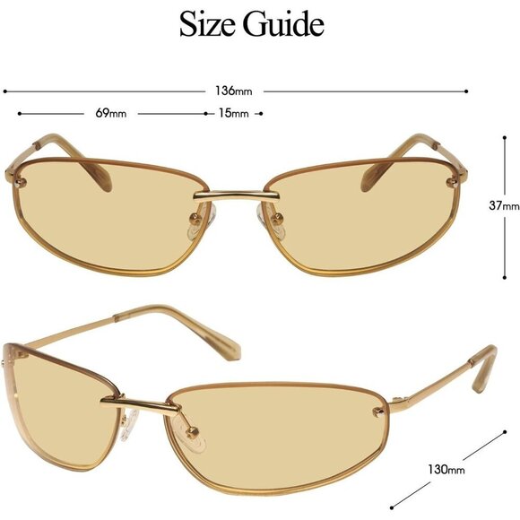 Y2K Sunglasses Women Gold Brown Retro Metal Fashion UV Protective Accessories